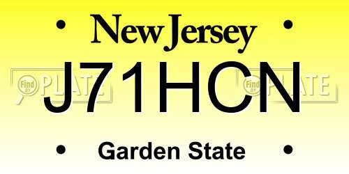 J71HCN New Jersey License Plate