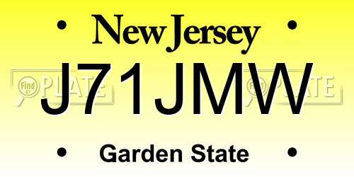 J71JMW New Jersey License Plate