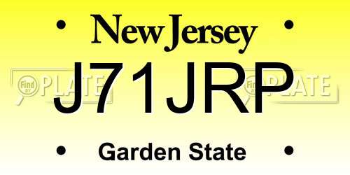 J71JRP New Jersey License Plate
