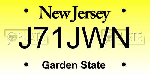 J71JWN New Jersey License Plate