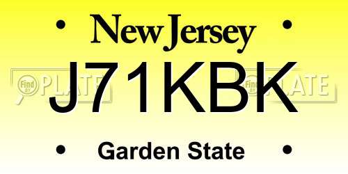 J71KBK New Jersey License Plate