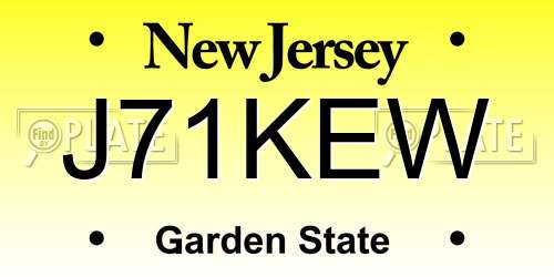 J71KEW New Jersey License Plate