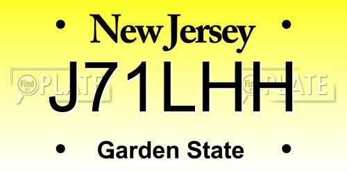 J71LHH New Jersey License Plate