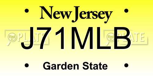 J71MLB New Jersey License Plate