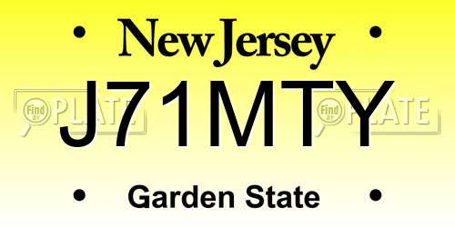 J71MTY New Jersey License Plate