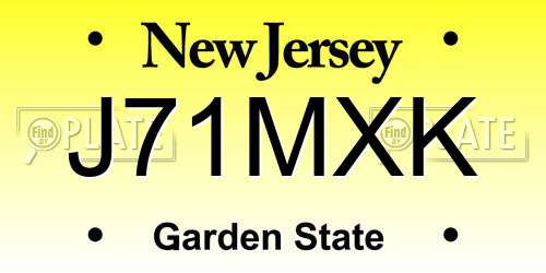J71MXK New Jersey License Plate