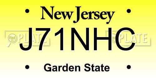 J71NHC New Jersey License Plate