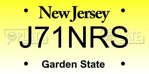 J71NRS New Jersey License Plate