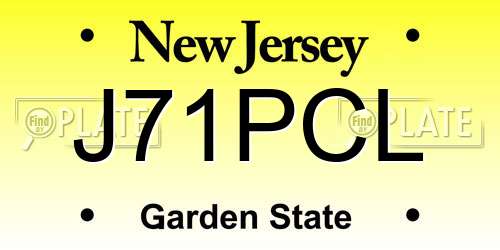 J71PCL New Jersey License Plate