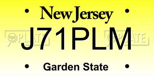 J71PLM New Jersey License Plate