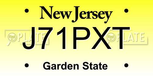 J71PXT New Jersey License Plate