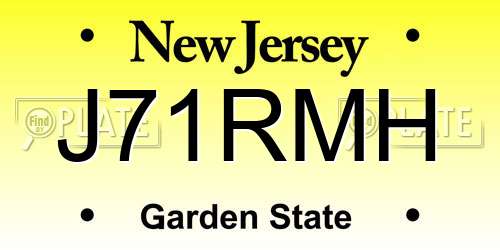 J71RMH New Jersey License Plate