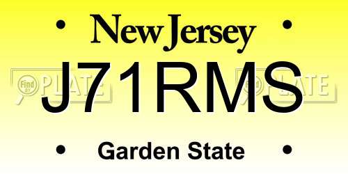 J71RMS New Jersey License Plate