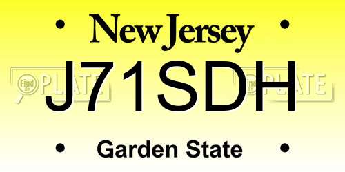 J71SDH New Jersey License Plate