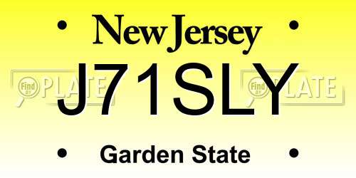 J71SLY New Jersey License Plate