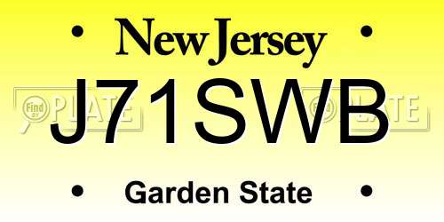 J71SWB New Jersey License Plate
