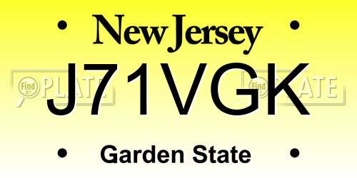 J71VGK New Jersey License Plate