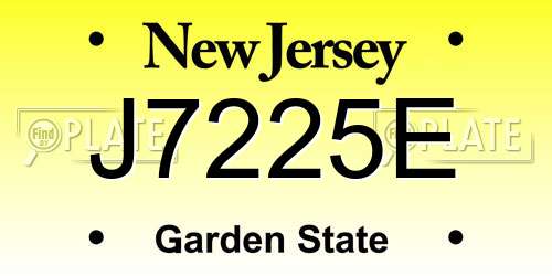 J7225E New Jersey License Plate
