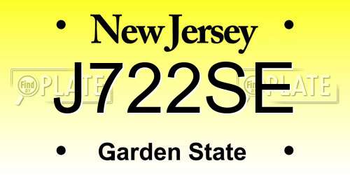 J722SE New Jersey License Plate