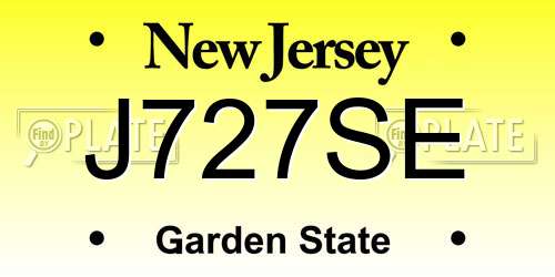 J727SE New Jersey License Plate