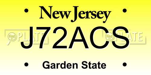 J72ACS New Jersey License Plate