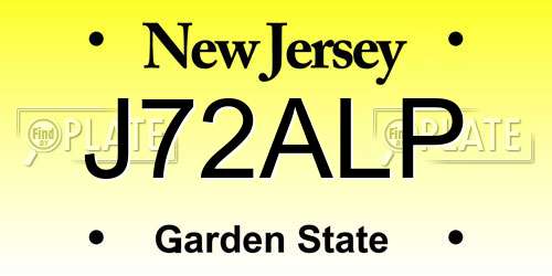 J72ALP New Jersey License Plate