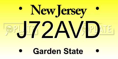 J72AVD New Jersey License Plate