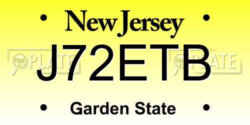 J72ETB New Jersey License Plate