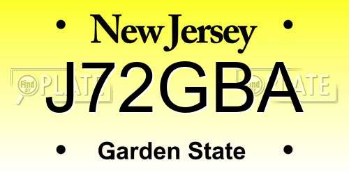 J72GBA New Jersey License Plate