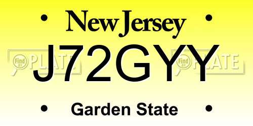 J72GYY New Jersey License Plate