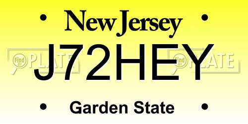 J72HEY New Jersey License Plate