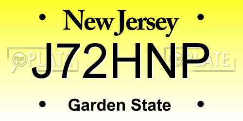 J72HNP New Jersey License Plate