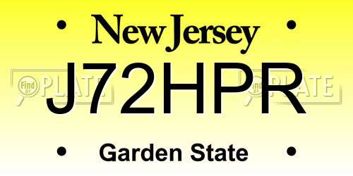 J72HPR New Jersey License Plate