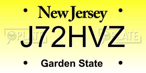 J72HVZ New Jersey License Plate