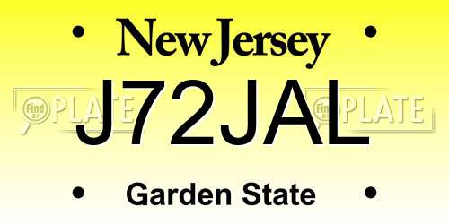 J72JAL New Jersey License Plate