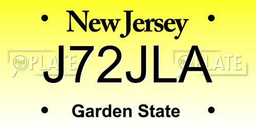 J72JLA New Jersey License Plate