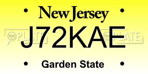 J72KAE New Jersey License Plate