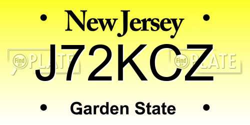 J72KCZ New Jersey License Plate