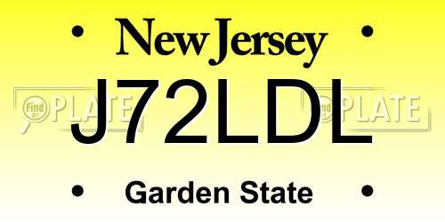 J72LDL New Jersey License Plate
