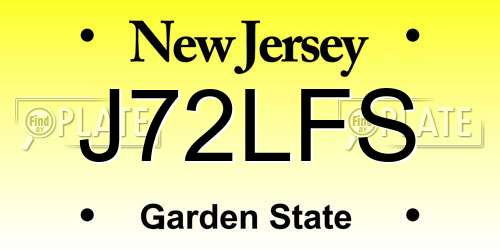 J72LFS New Jersey License Plate
