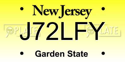 J72LFY New Jersey License Plate