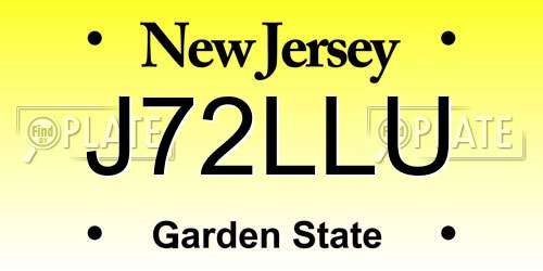 J72LLU New Jersey License Plate