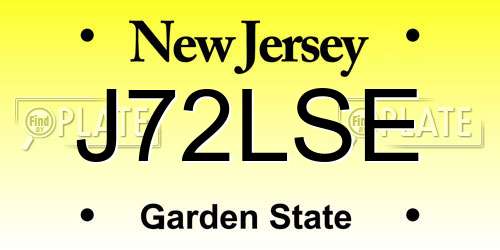 J72LSE New Jersey License Plate