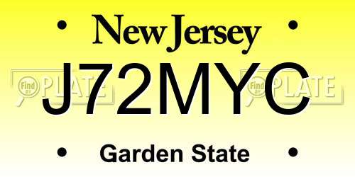 J72MYC New Jersey License Plate