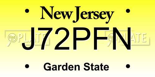 J72PFN New Jersey License Plate