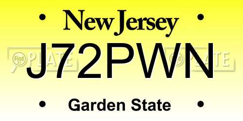 J72PWN New Jersey License Plate