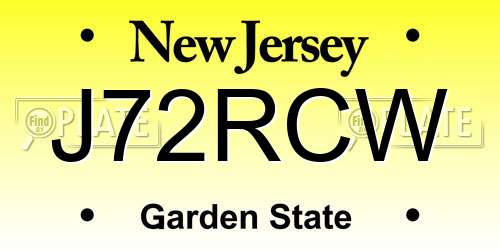 J72RCW New Jersey License Plate
