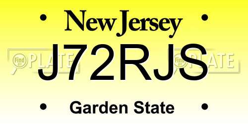 J72RJS New Jersey License Plate