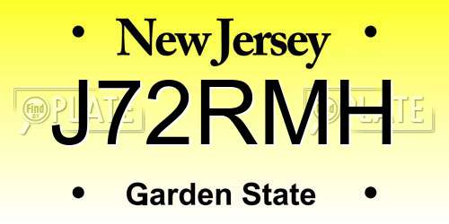 J72RMH New Jersey License Plate