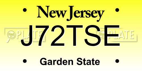 J72TSE New Jersey License Plate